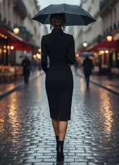 Long-Sleeve Belted Midi Dress for Women