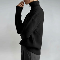 Textured Geometric Knit Turtleneck Sweater for Women