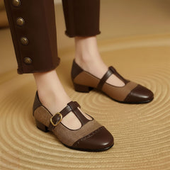 T-Bar Tweed Flats with Buckle for Women