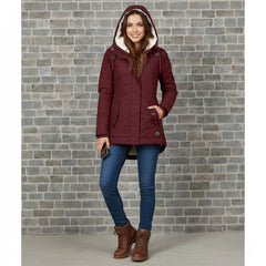 Hooded Sherpa-Lined Zip-Up Winter Parka Jacket for Women