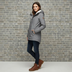 Hooded Sherpa-Lined Zip-Up Winter Parka Jacket for Women