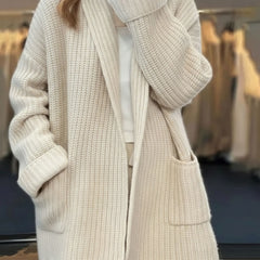 Chunky Knit Open Front Longline Cardigan for Women