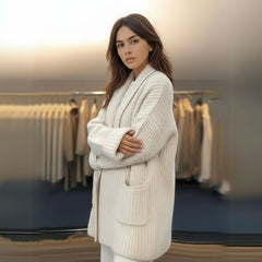 Chunky Knit Open Front Longline Cardigan for Women