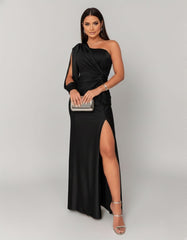 One-Shoulder High-Slit Evening Maxi Dress for Women
