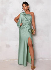 One-Shoulder High-Slit Evening Maxi Dress for Women