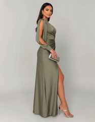 One-Shoulder High-Slit Evening Maxi Dress for Women