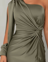 One-Shoulder High-Slit Evening Maxi Dress for Women