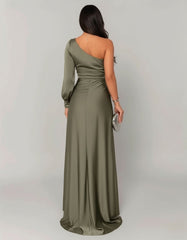 One-Shoulder High-Slit Evening Maxi Dress for Women