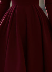 Long Sleeve High Neck A-Line Midi Dress for Women