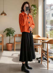 Collared Chunky Knit Button Front Cardigan for Women