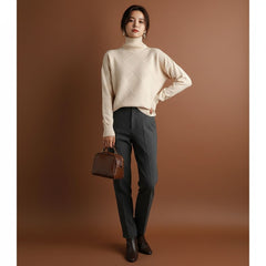 Textured Diamond Knit Turtleneck Sweater for Women