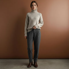 Textured Diamond Knit Turtleneck Sweater for Women
