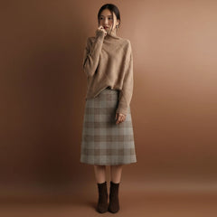 Textured Diamond Knit Turtleneck Sweater for Women