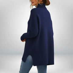 Oversized Ribbed Knit Turtleneck Jumper for Women