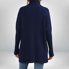 Oversized Ribbed Knit Turtleneck Jumper for Women