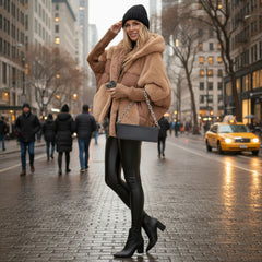 Faux Fur Trim Hooded Puffer Jacket for Women