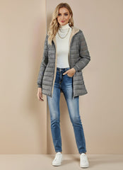 Hooded Quilted Zip-Up Puffer Jacket for Women