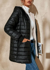 Hooded Quilted Zip-Up Puffer Jacket for Women