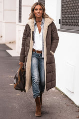 Longline Sherpa-Lined Quilted Puffer Coat for Women