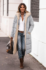 Longline Sherpa-Lined Quilted Puffer Coat for Women