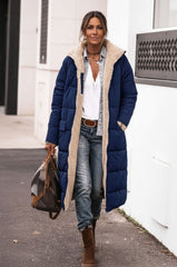 Longline Sherpa-Lined Quilted Puffer Coat for Women