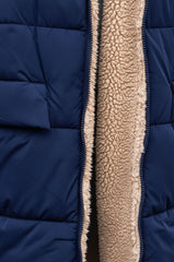 Longline Sherpa-Lined Quilted Puffer Coat for Women