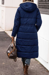 Longline Sherpa-Lined Quilted Puffer Coat for Women
