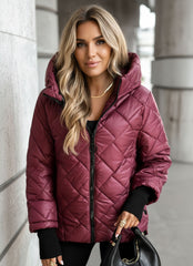 Quilted Hooded Zip-Up Puffer Jacket for Women