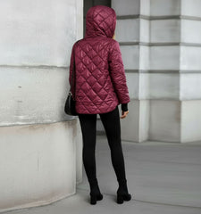 Quilted Hooded Zip-Up Puffer Jacket for Women