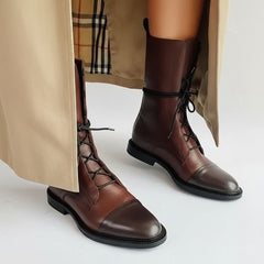 Lace-Up Leather Ankle Boot for Women