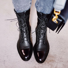 Lace-Up Leather Ankle Boot for Women