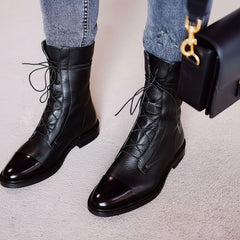 Lace-Up Leather Ankle Boot for Women