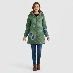 Floral Print Hooded Fleece-Lined Longline Jacket for Women