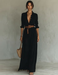 Long Sleeve Wrap Style Maxi Dress for Women