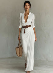 Long Sleeve Wrap Style Maxi Dress for Women