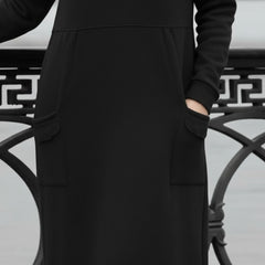 Knit Long Sleeve Maxi Dress with Side Pockets for Women