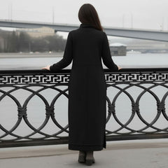 Knit Long Sleeve Maxi Dress with Side Pockets for Women
