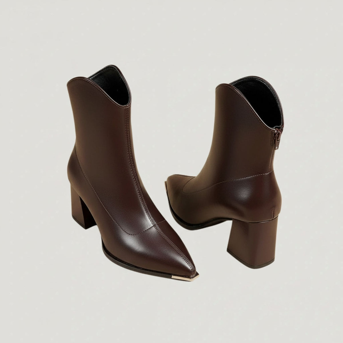 Pointed Toe Block Heel Ankle Boots for Women