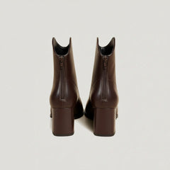Pointed Toe Block Heel Ankle Boots for Women