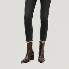 Pointed Toe Block Heel Ankle Boots for Women