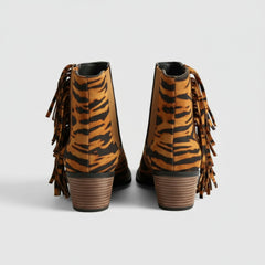 Fringe Detail Western Ankle Boots for Women