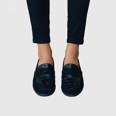 Croc Effect Slip-On Penny Loafers for Women