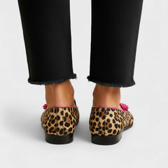 Leopard Print Tassel Trim Loafers for Women