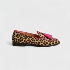 Leopard Print Tassel Trim Loafers for Women