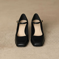 Two-Tone Mary Jane Block Heel Shoes for Women