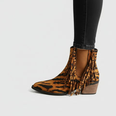 Fringe Detail Western Ankle Boots for Women